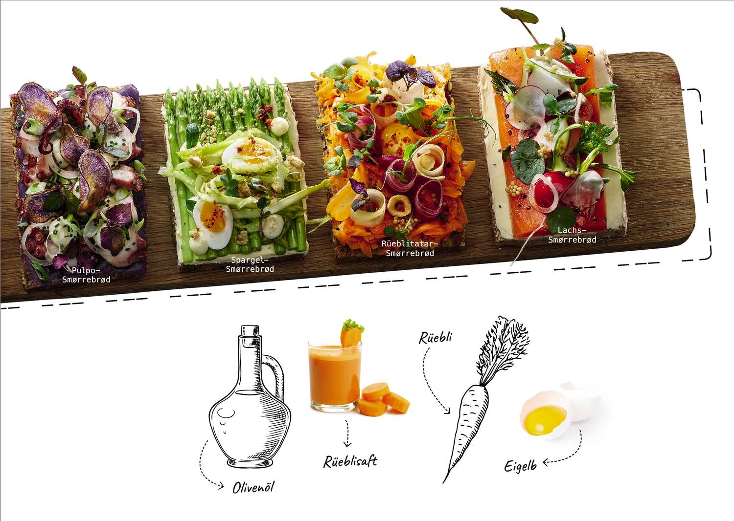 Rüeblitatar-Smørrebrød – eine von vier Variationen
