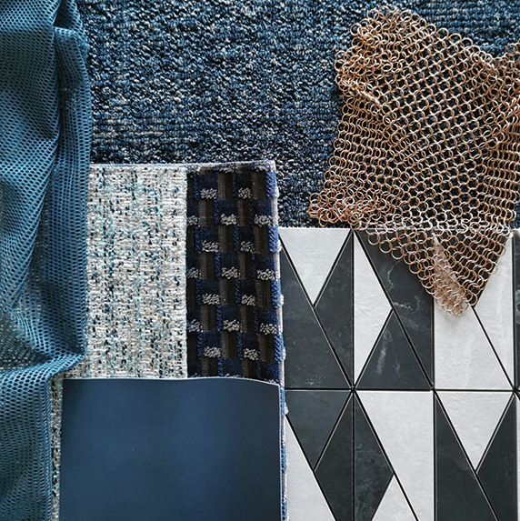 Braun und Blau geben bei dieser Skizze den Ton an