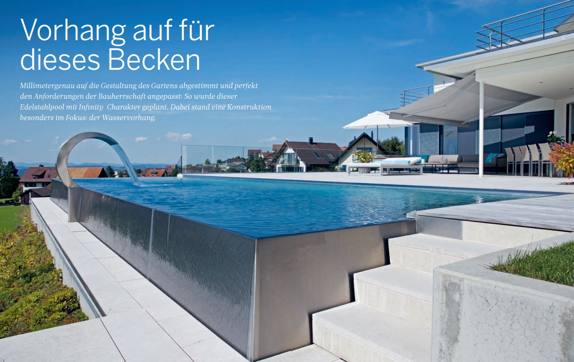 Die filigrane Überlaufkante erforderte Millimeterarbeit, verleiht dem Pool jedoch seinen Infinity-Charakter.
